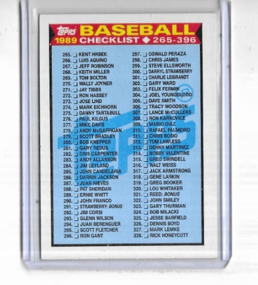 checklist 1989 Topps
