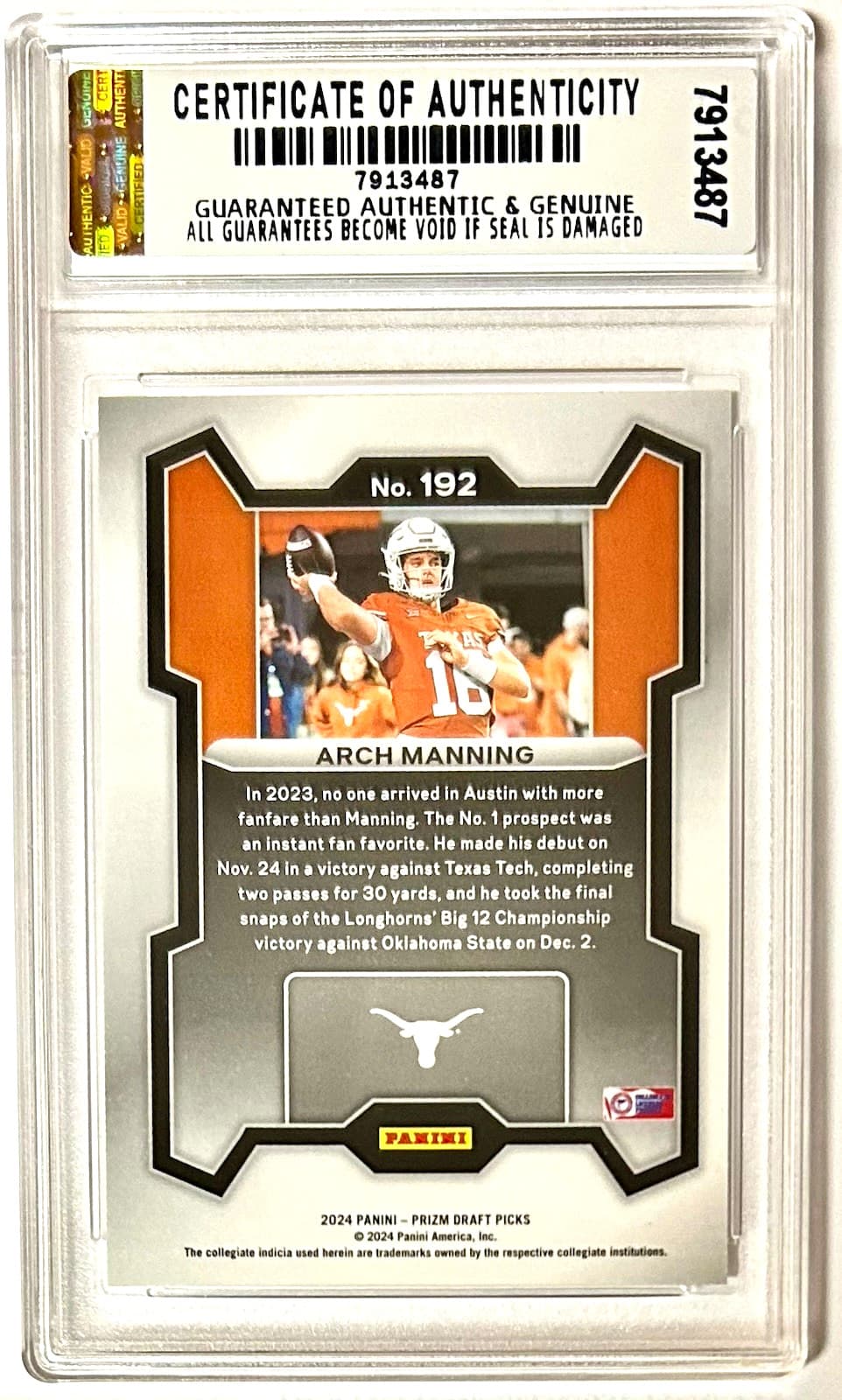 -MT 10 ARCH MANNING LONGHORNS 2024 Panini Prizm 2024 Panini Prizm