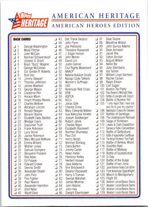 American Heroes Edition 2001 Topps Heritage