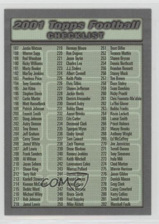 Checklists Checklist 2001 Topps 2001 Topps green
