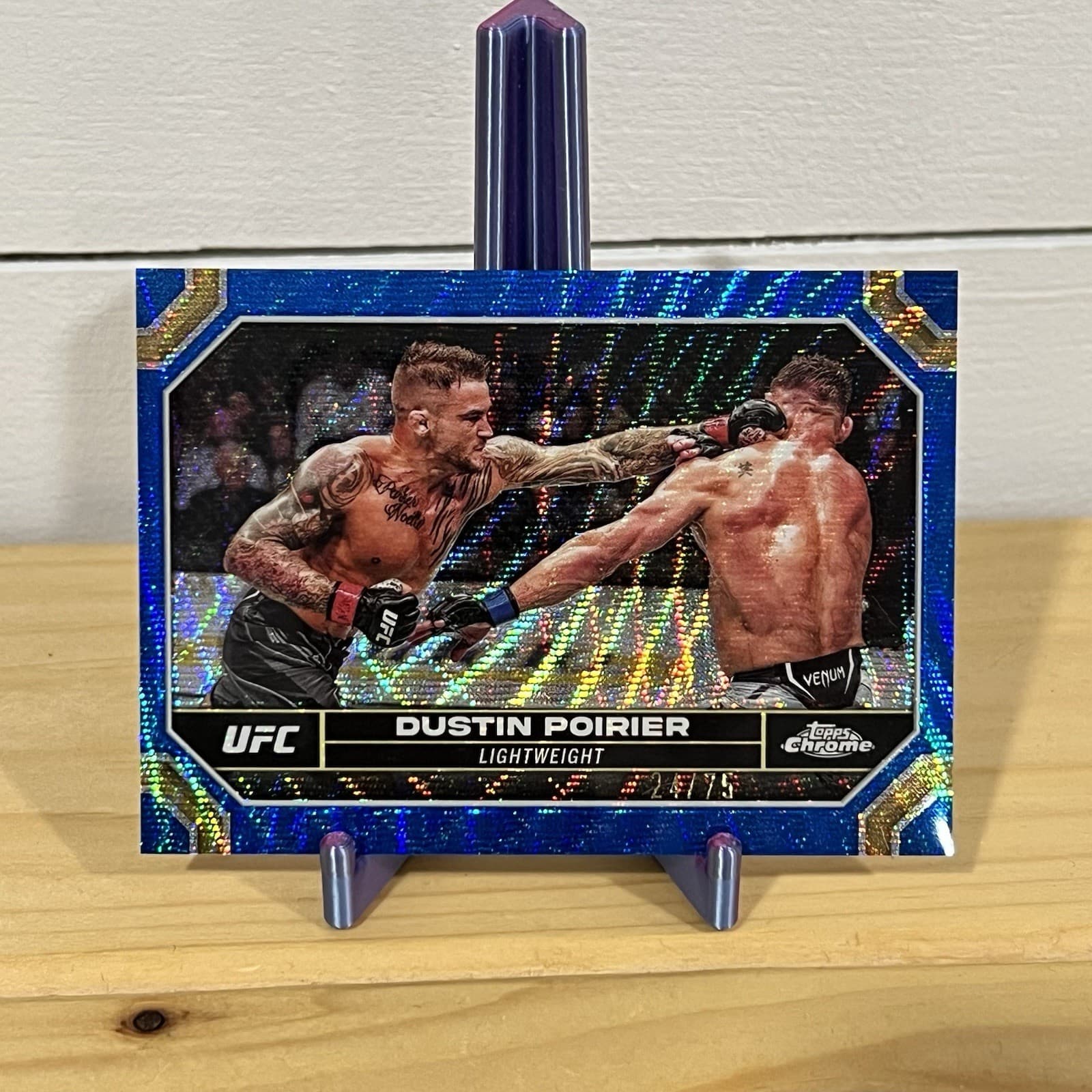 Dustin Poirier Blue 2024 Topps Chrome 2024 Topps Chrome blue-refractor-wave