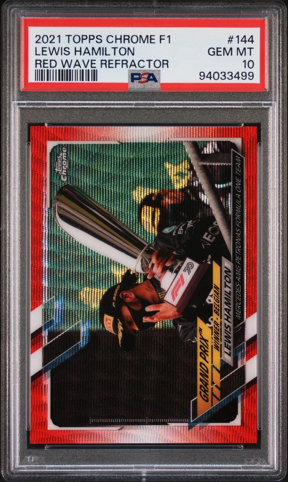 FORMULA 1 RED WAVE LEWIS HAMIL 2021 Topps Chrome 2021 Topps Chrome red-refractor-wave