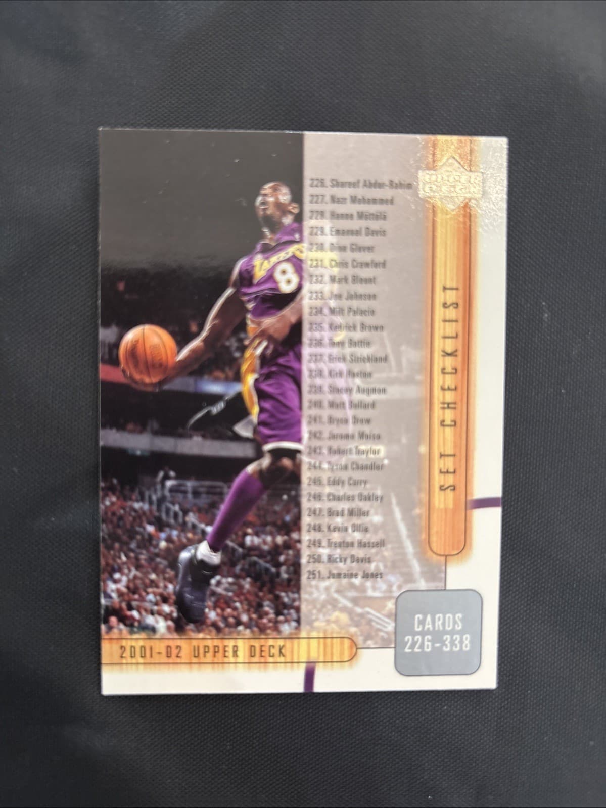 Checklist Kobe Bryant 2001 Upper Deck