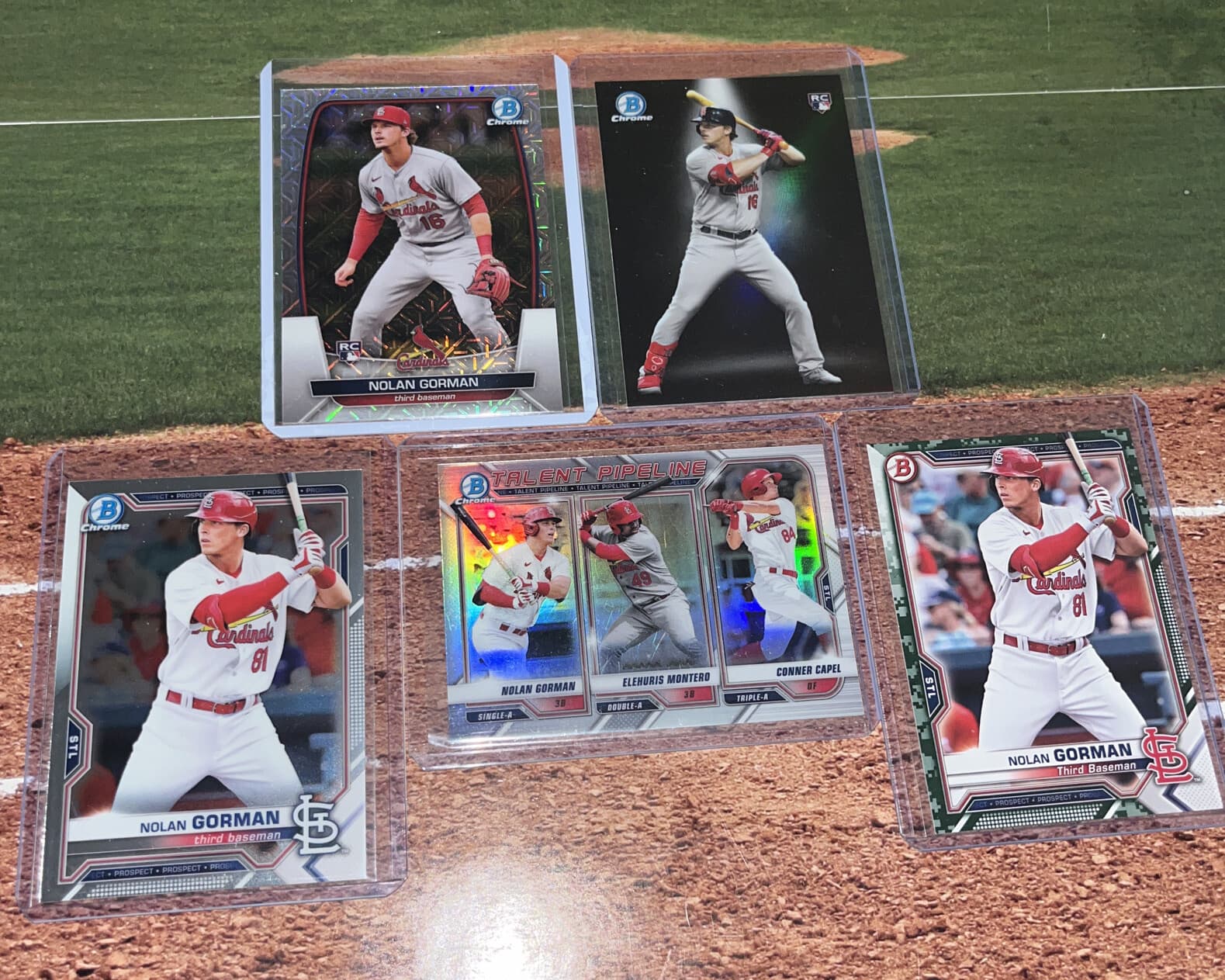 Nolan Gorman Spotlights 2023 Bowman Chrome 2023 Bowman Chrome camo-mojo-refractor