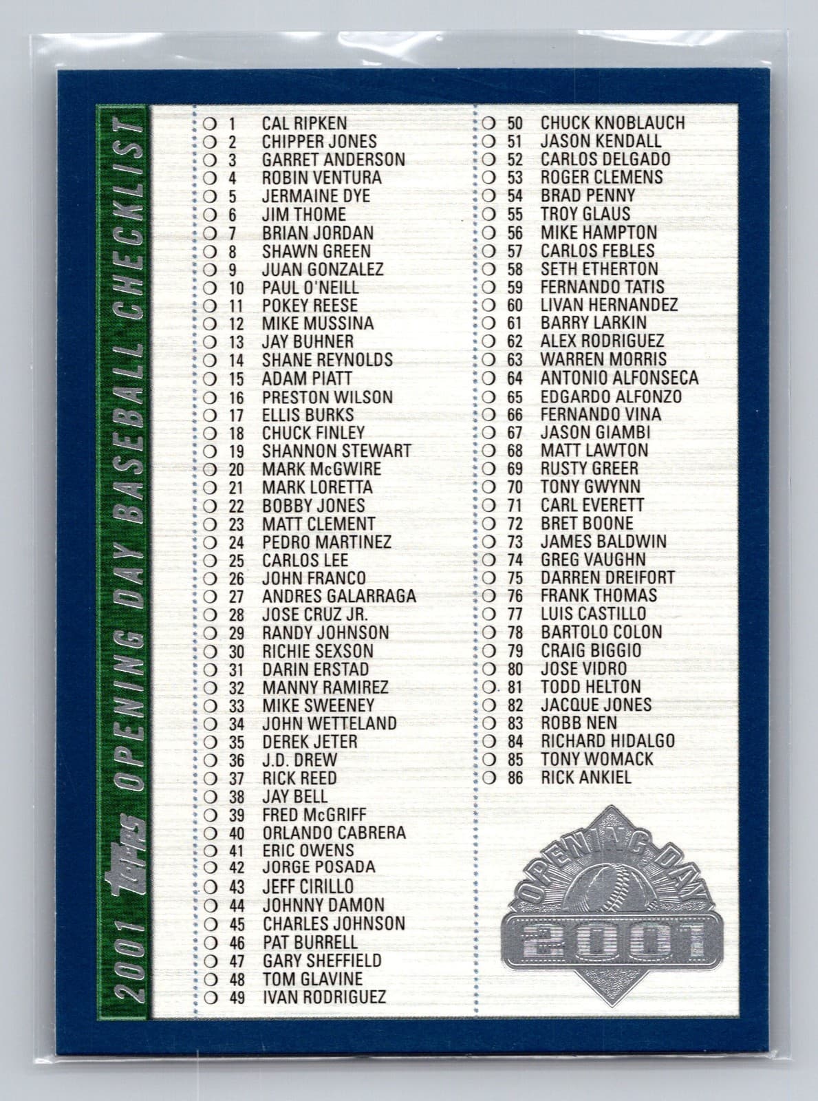 Opening Day 2001 Topps 2001 Topps