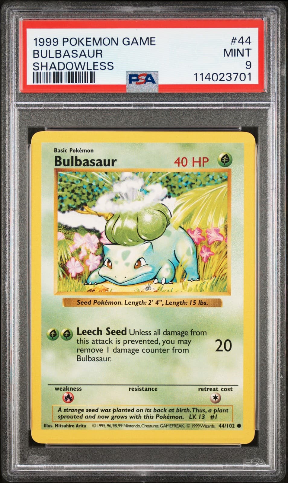POKEMON SET SHADOWLESS BULBASA 1999 Unknown 1999 Unknown