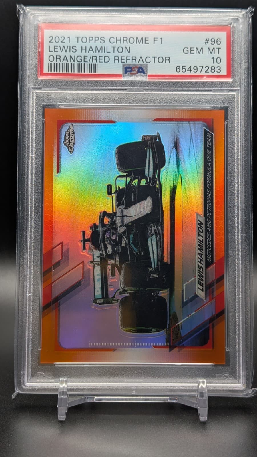 Lewis Hamilton Orange 2021 Topps Chrome 2021 Topps Chrome orange-red-refractor