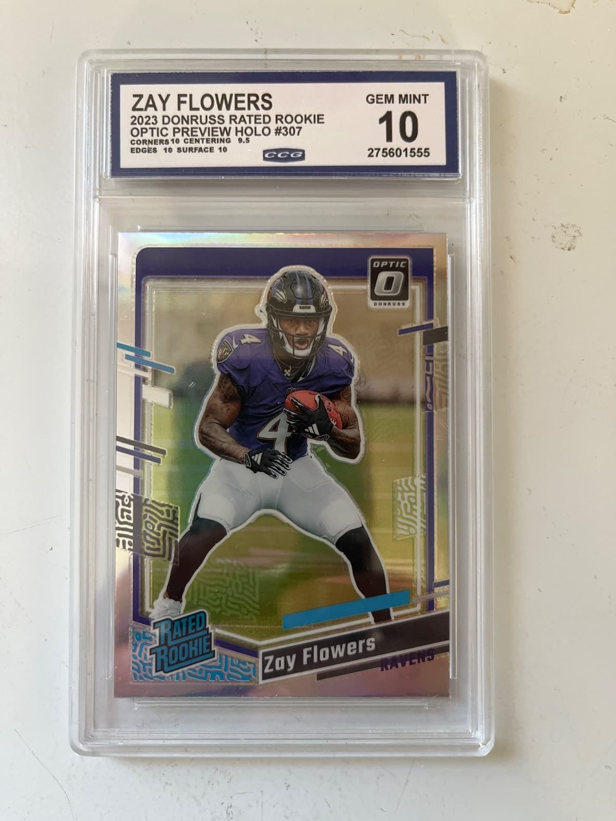 Zay Flowers 2023 panini Donruss Optic Preview - Green Velocity example 1