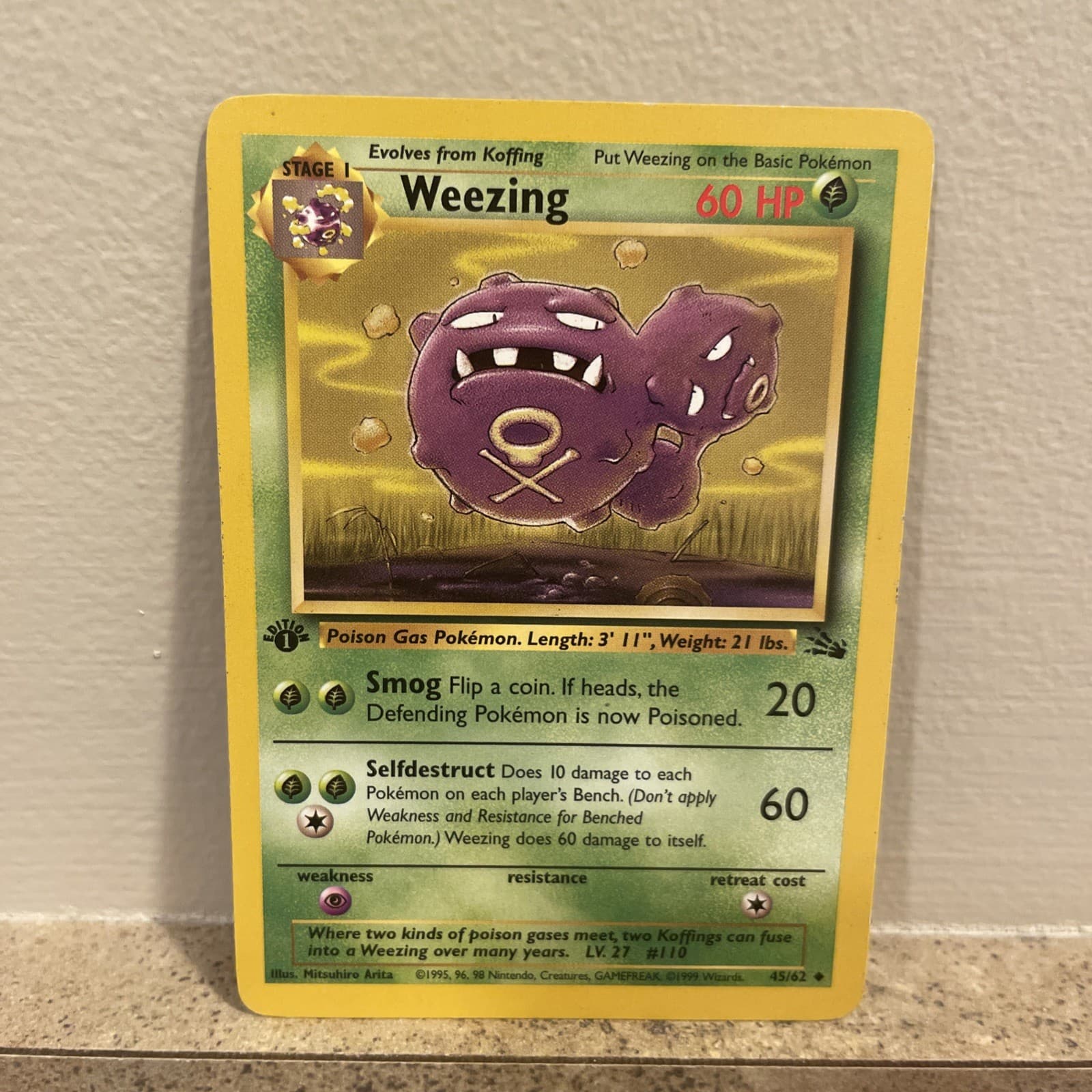 Weezing 1999 Pokemon Fossil 1st Edition