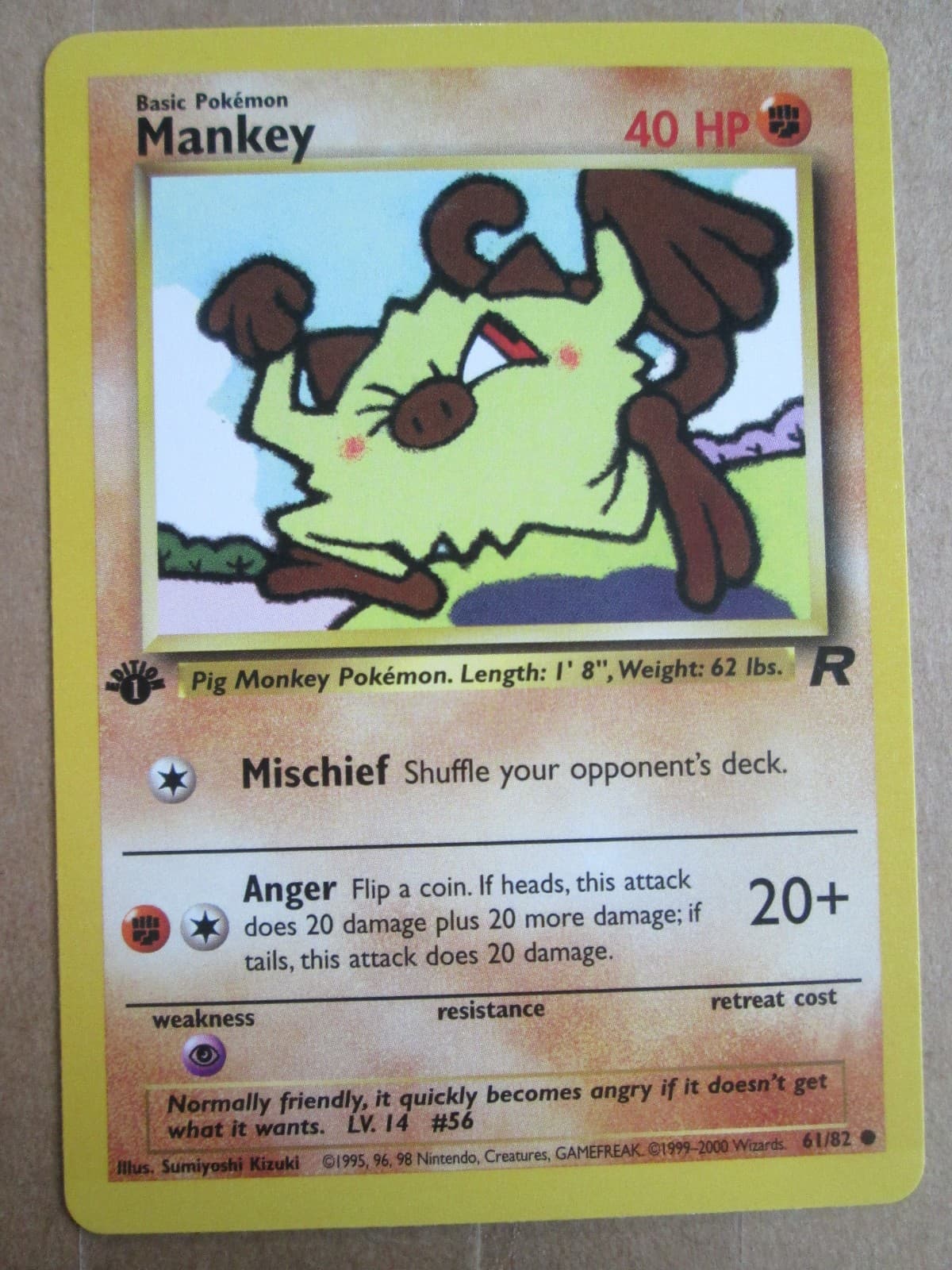 Mankey trading card