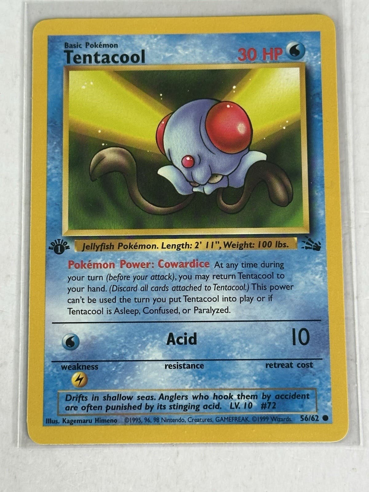 Tentacool 1999 Pokemon Fossil 1st Edition