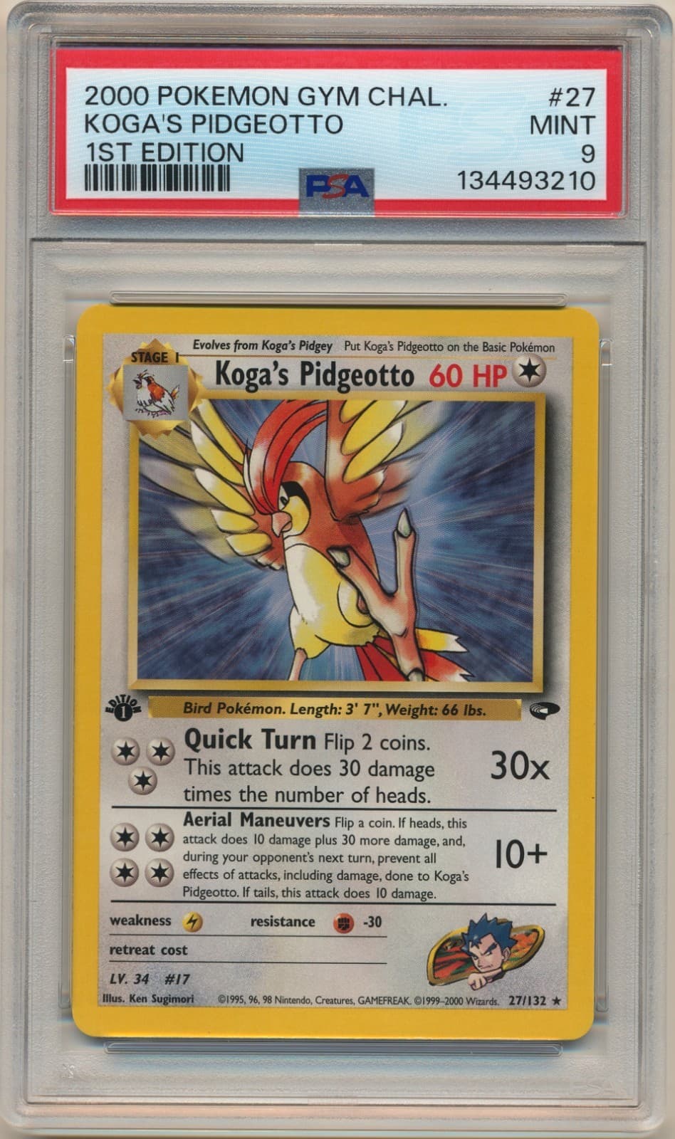 Koga's Pidgeotto trading card