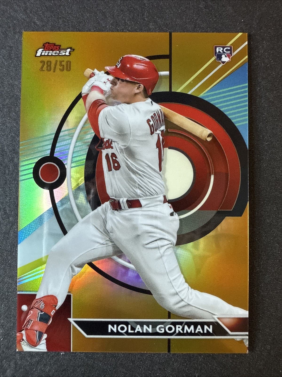 Nolan Gorman 2023 topps Topps Finest Green Speckle Refractor
