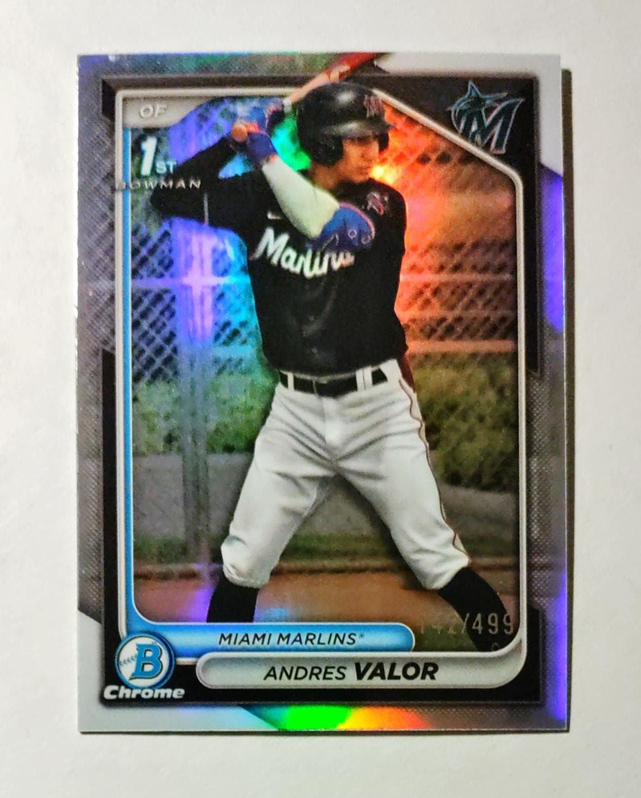 Andres Valor 2024 bowman Bowman Chrome Prospects - Reptilian Gold Refractor (1st) example 2