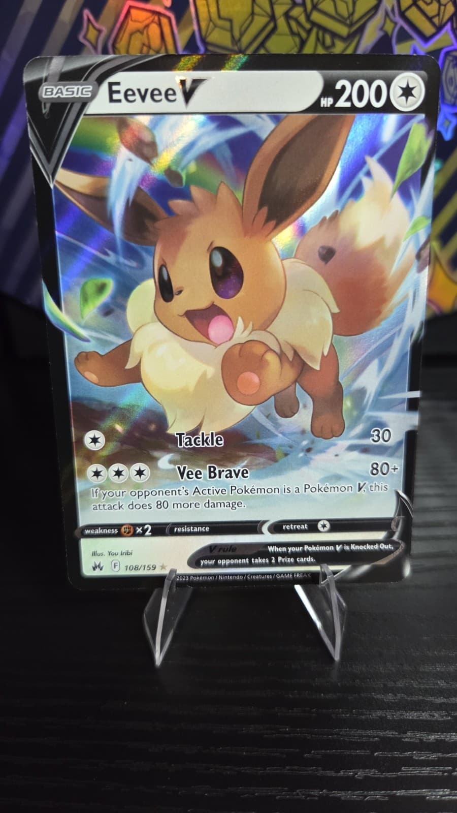 Eevee V trading card