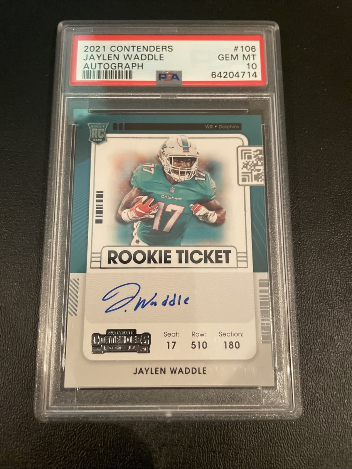 Jaylen Waddle trading card