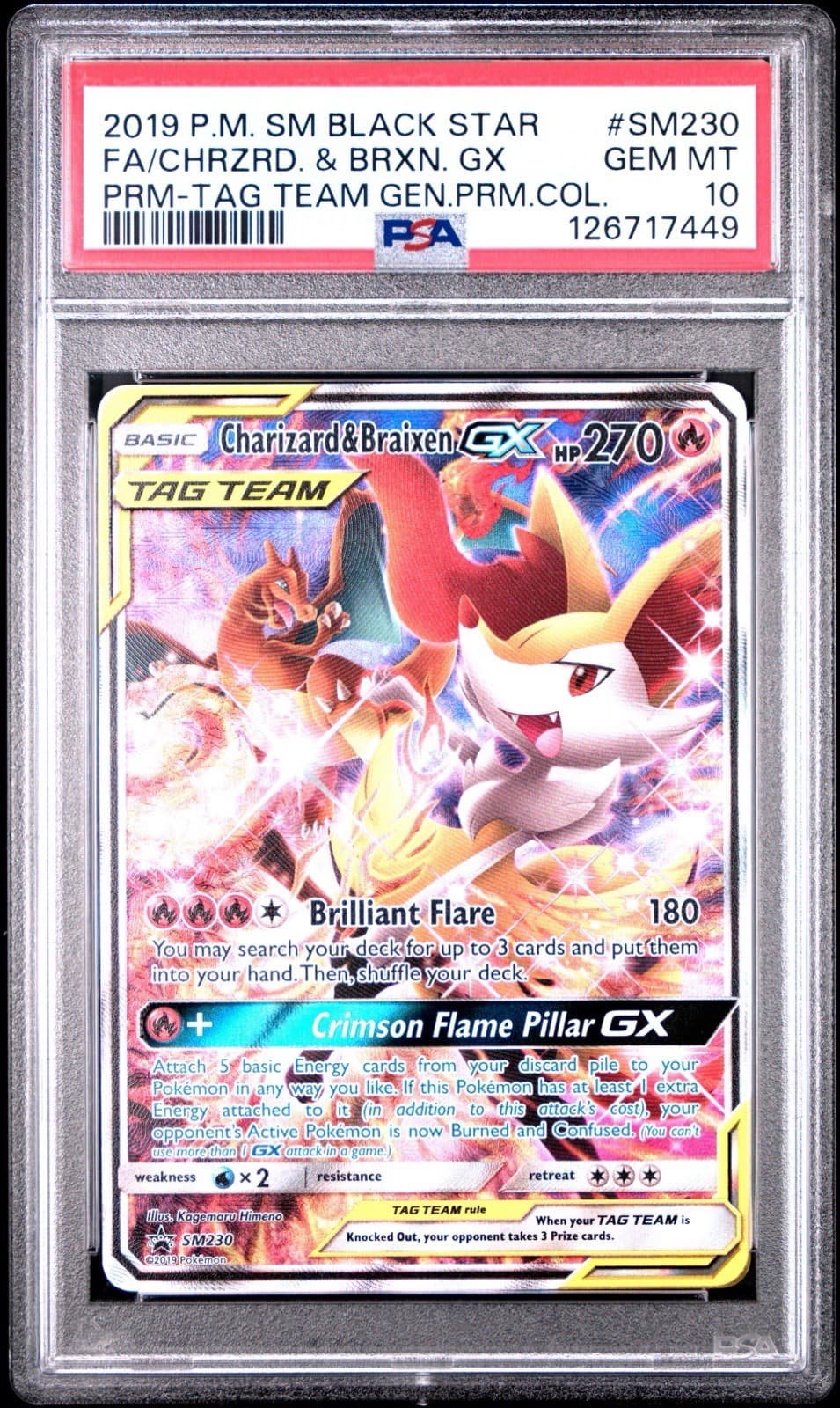 Charizard & Braixen-GX trading card