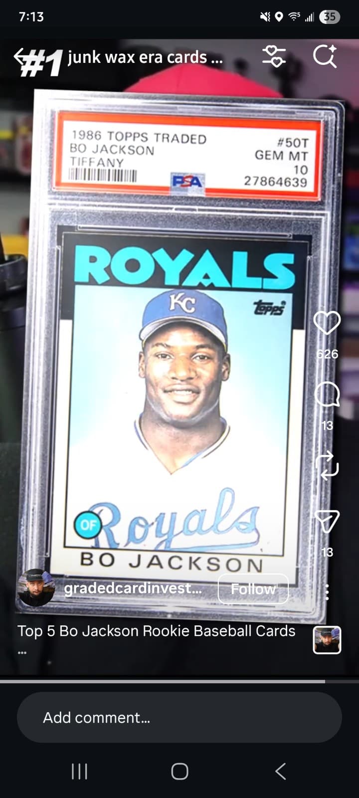 Bo Jackson 1986 topps Topps Traded Tiffany