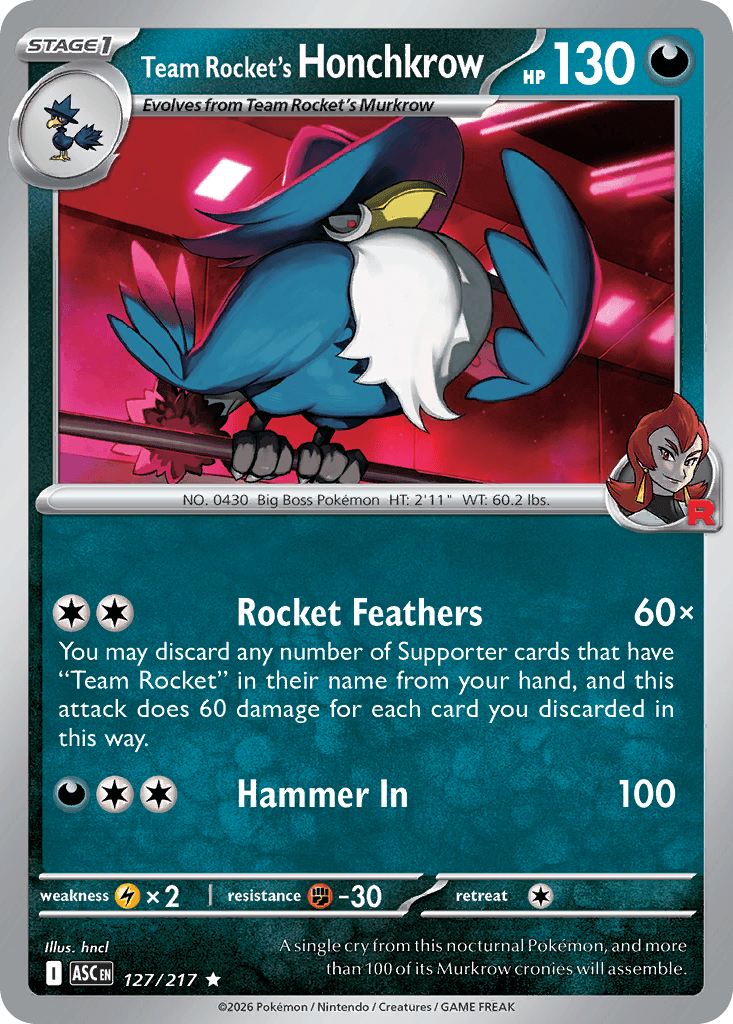Team Rocket's Honchkrow 2026 Mega
