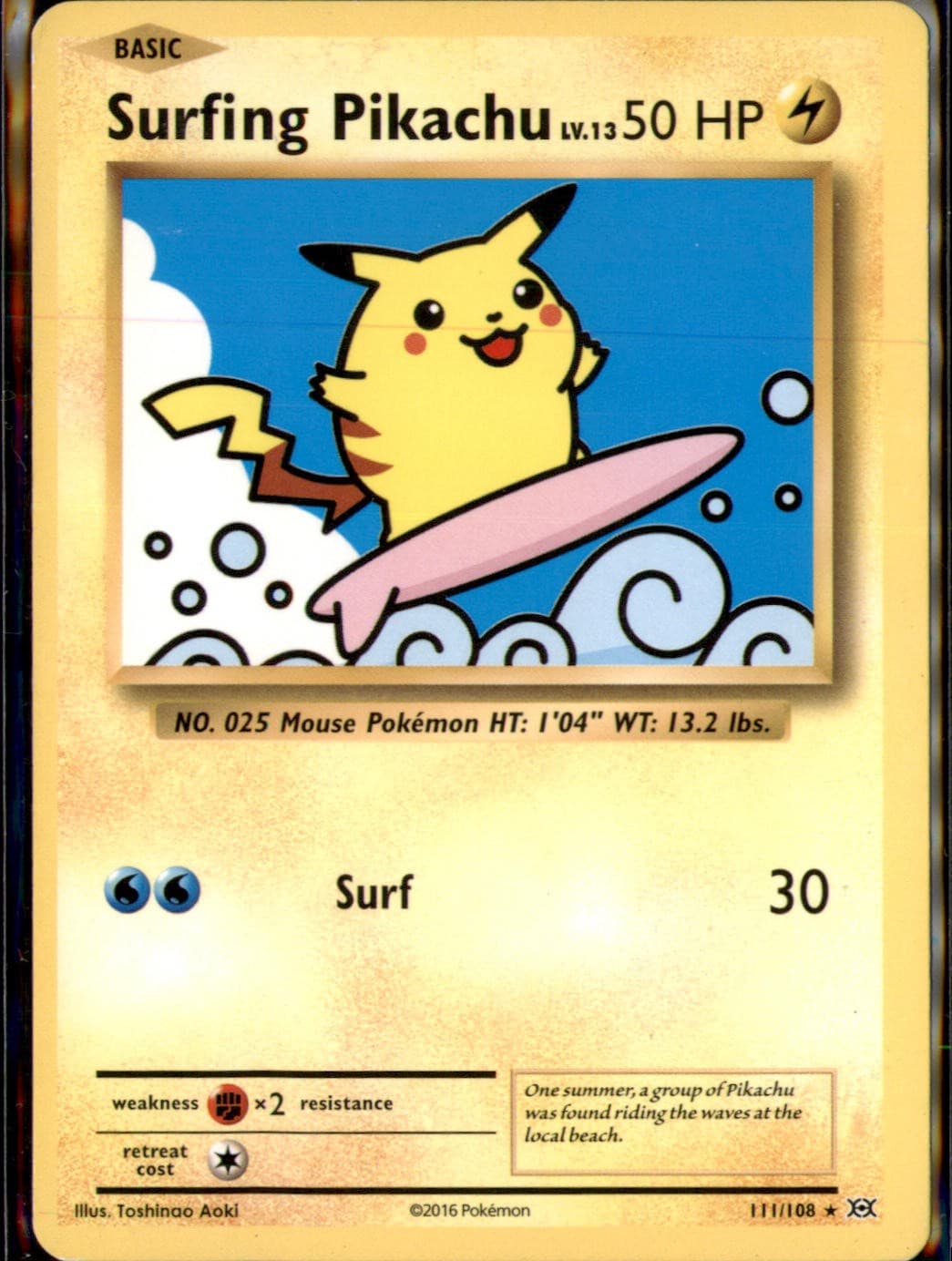Surfing Pikachu trading card