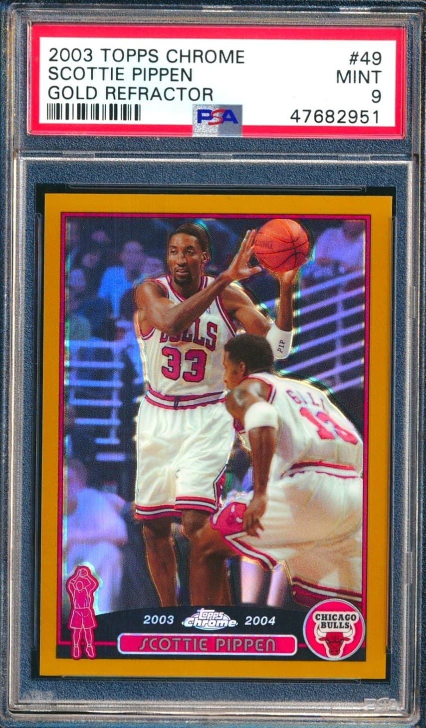 -04 SCOTTIE PIPPEN GOLD BULLS 2003 Topps Chrome 2003 Topps Chrome gold-refractor