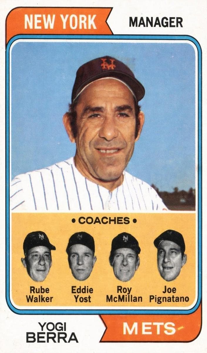 Mets Field Leaders (Yogi Berra / Joe Pignatano / Rube Walker / Eddie Yost / Roy McMillan) 1974 topps Topps
