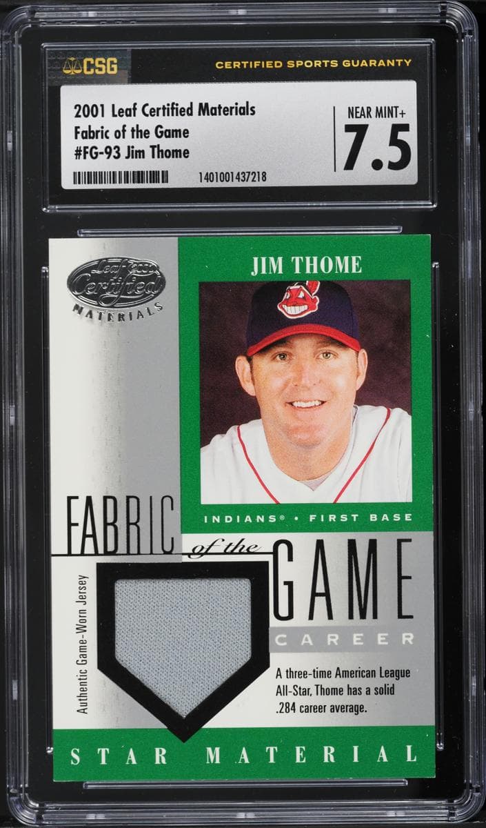 Jim Thome 2001 leaf Leaf Certified Materials