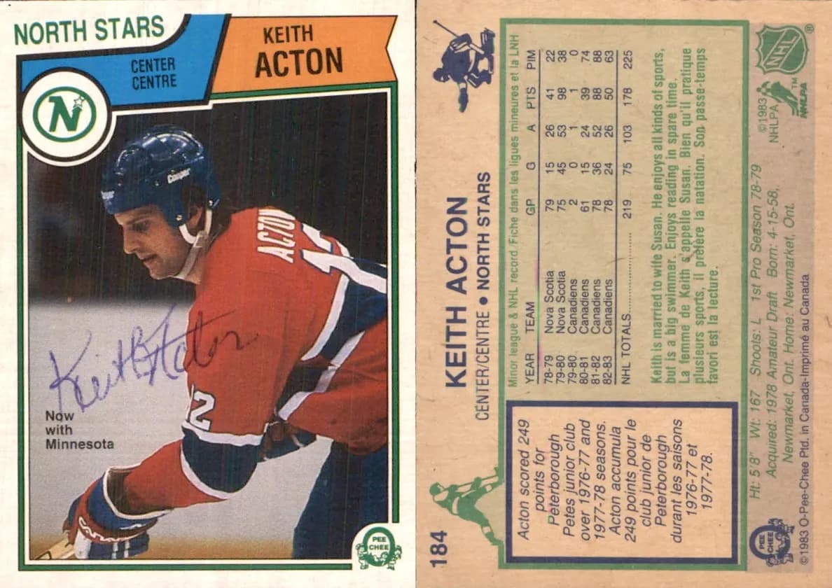 Keith Acton trading card