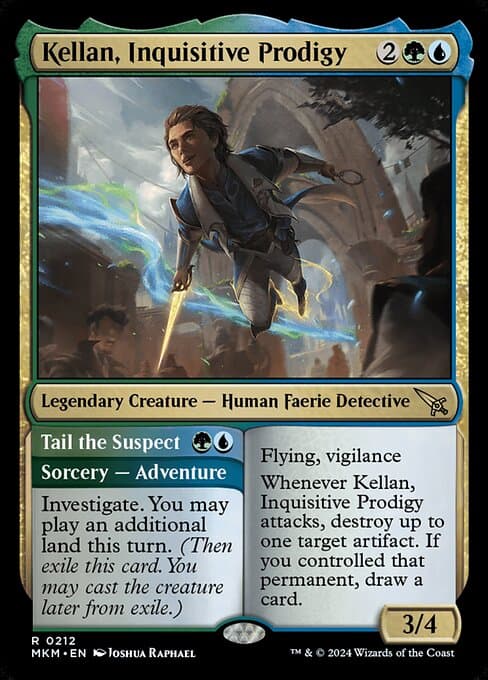 Kellan, Inquisitive Prodigy // Tail the Suspect 2024 Magic: The Gathering Murders at Karlov Manor Borderless