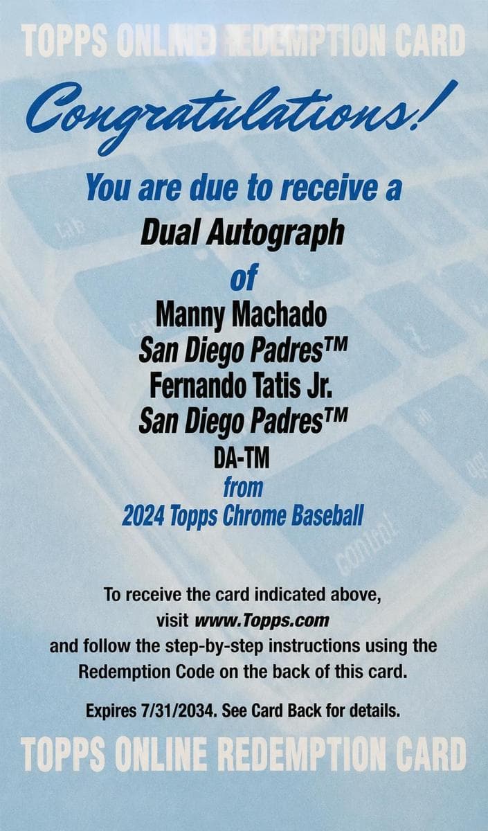 Fernando Tatis Jr. / Manny Machado trading card
