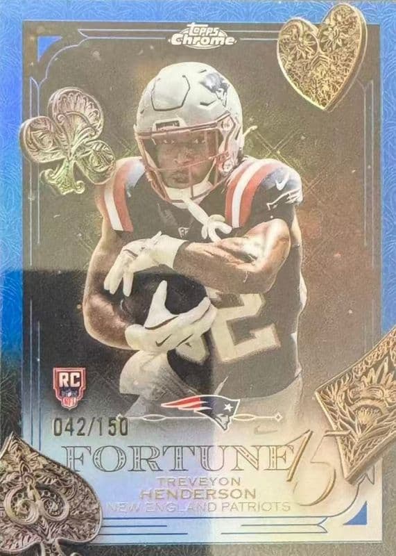 TreVeyon Henderson 2025 topps Topps Chrome Fortune 15 - Aqua Refractor