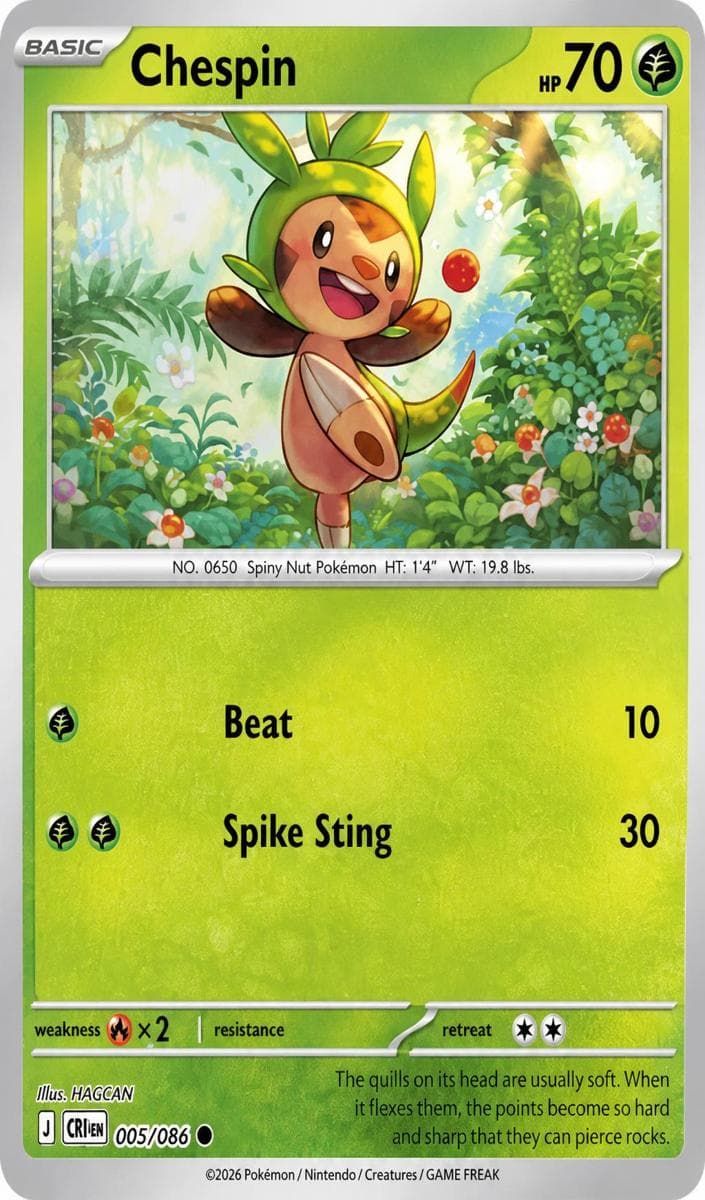 Chespin trading card