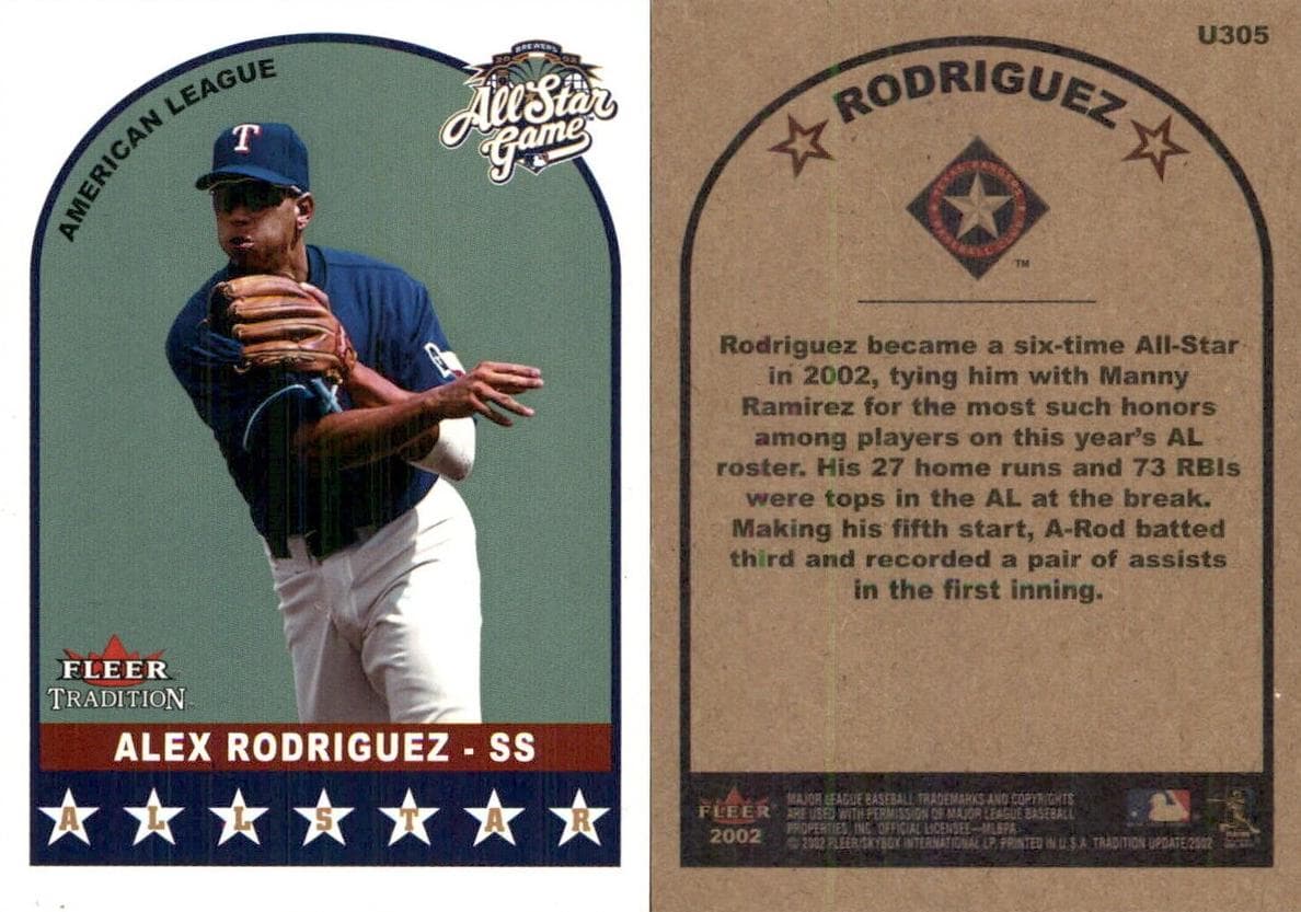 Alex Rodriguez 2002 fleer Fleer Tradition Update