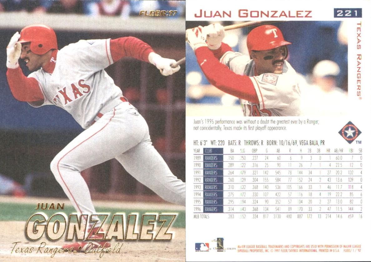 Juan Gonzalez 1997 fleer