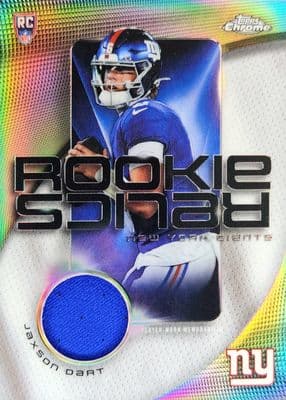 Jaxson Dart 2025 topps Topps Chrome Rookie Relics - Gold Refractor