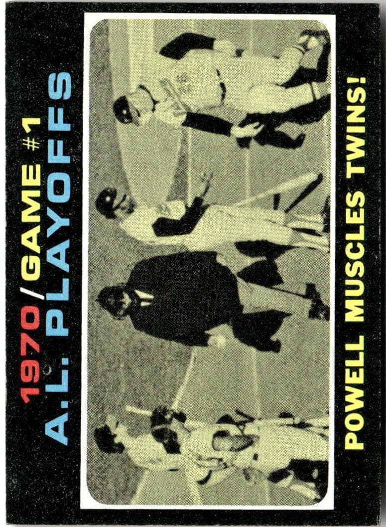 1970 A.L. Playoffs Game 1: Powell Muscles Twins! 1971 topps Topps