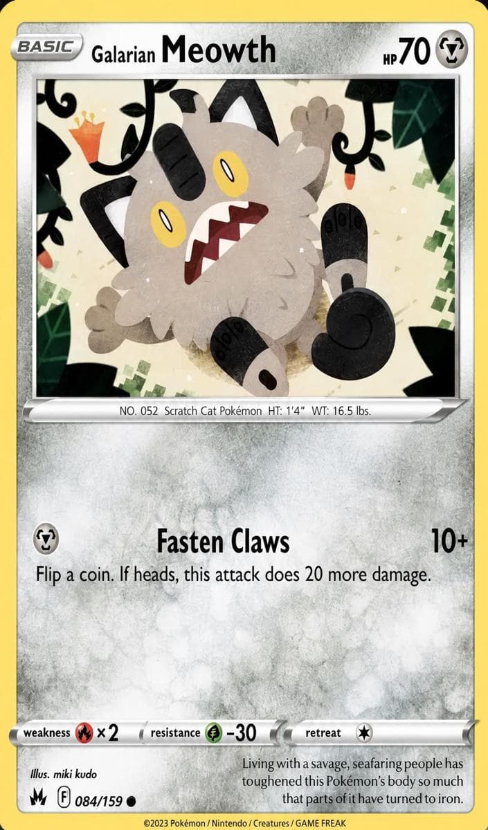 Galarian Meowth trading card