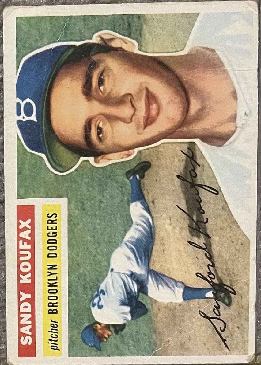 Sandy Koufax 1956 topps Baseball Gray Back