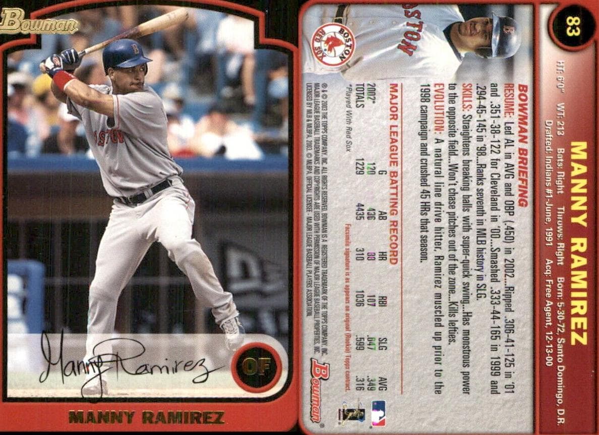 Manny Ramirez 2003 bowman Bowman