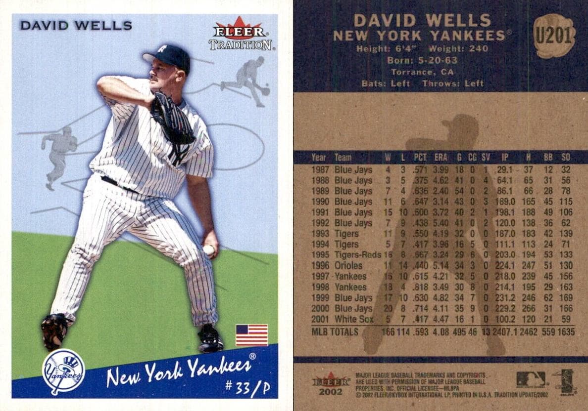 David Wells 2002 fleer Fleer Tradition Update