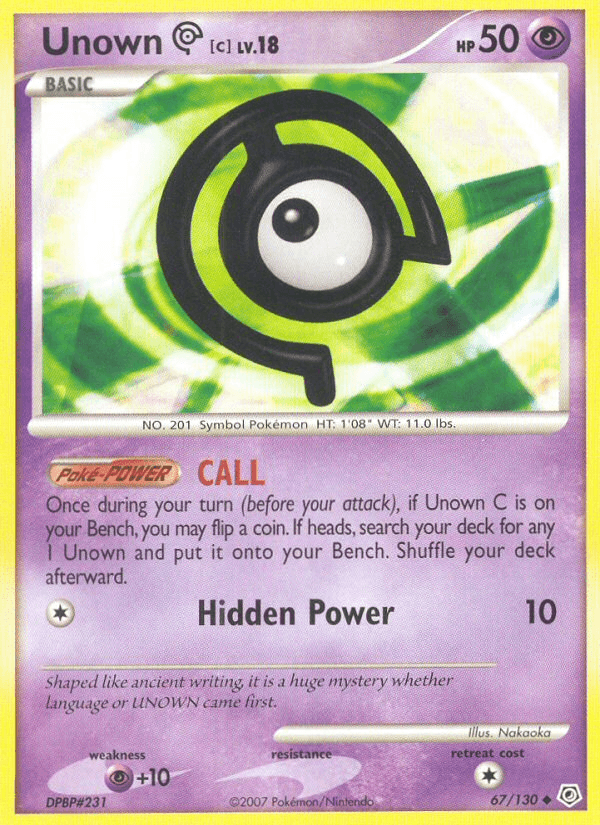 Unown C 2007 Pokemon