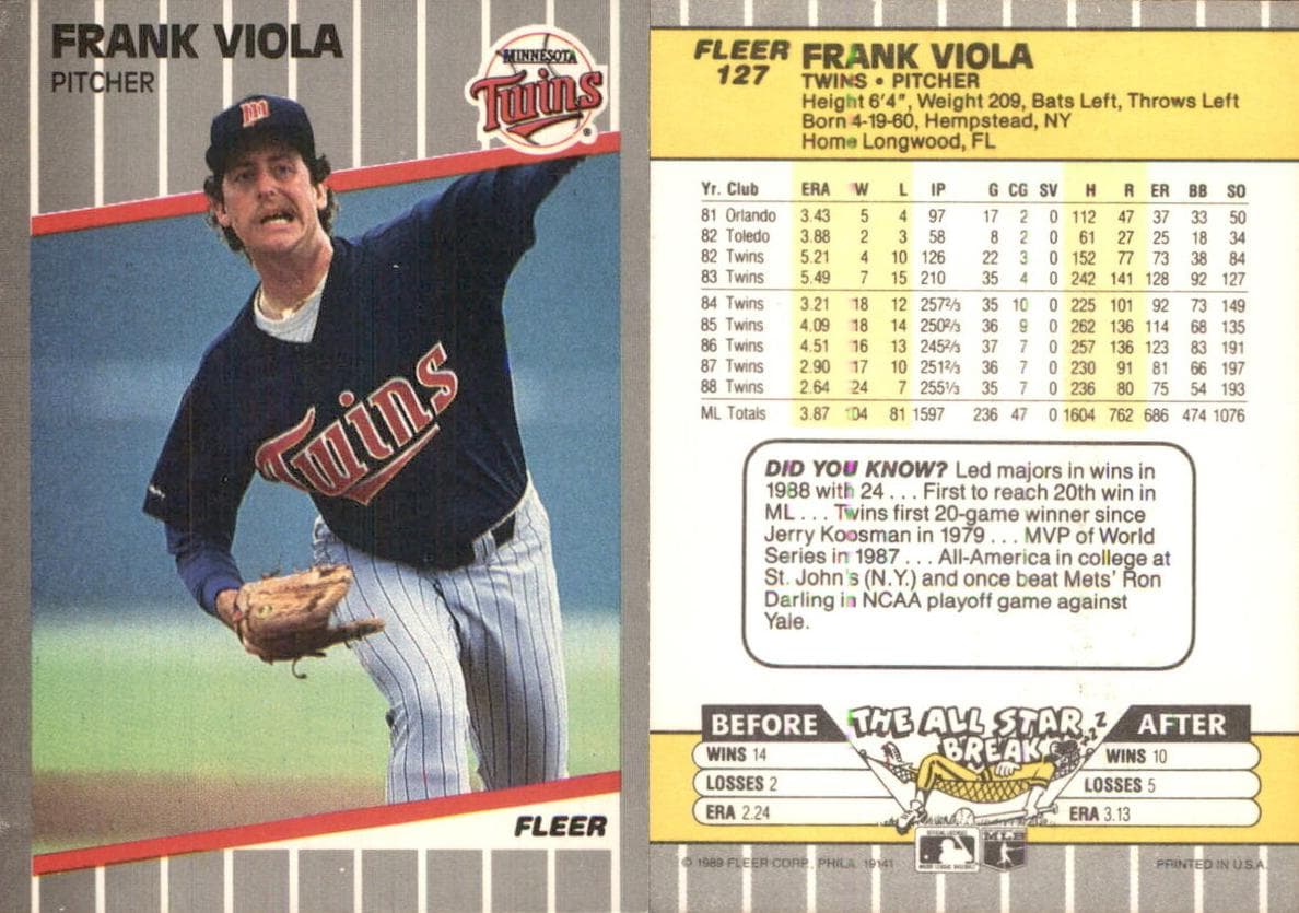 Frank Viola 1989 fleer