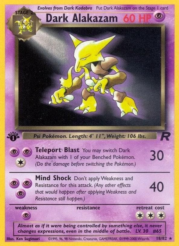 Dark Alakazam trading card
