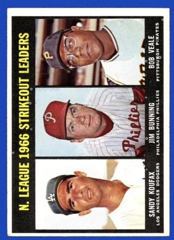 National League 1966 Strikeout Leaders (Sandy Koufax / Jim Bunning / Bob Veale) 1967 topps Topps