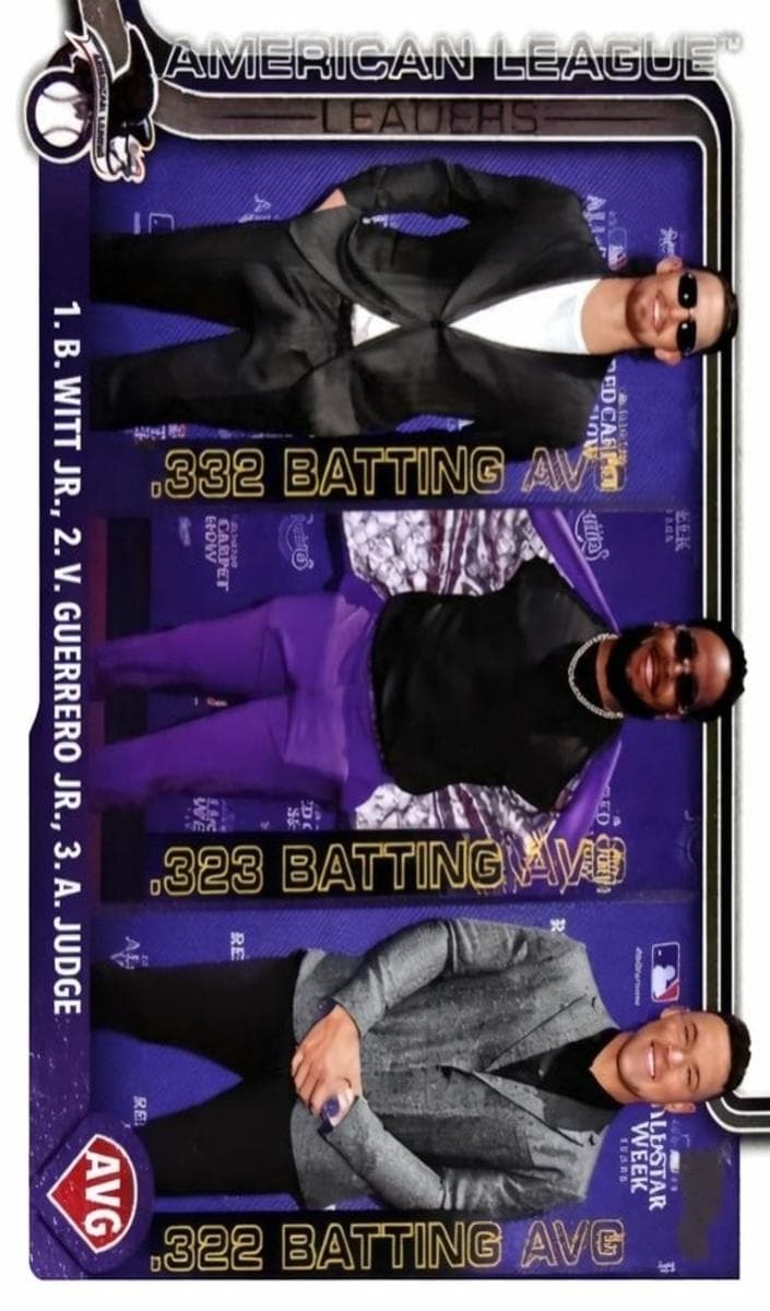 American League Leaders AVG (Bobby Witt Jr. / Vladimir Guerrero Jr. / Aaron Judge) 2025 topps Topps