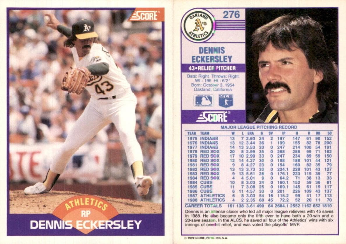 Dennis Eckersley 1989 panini