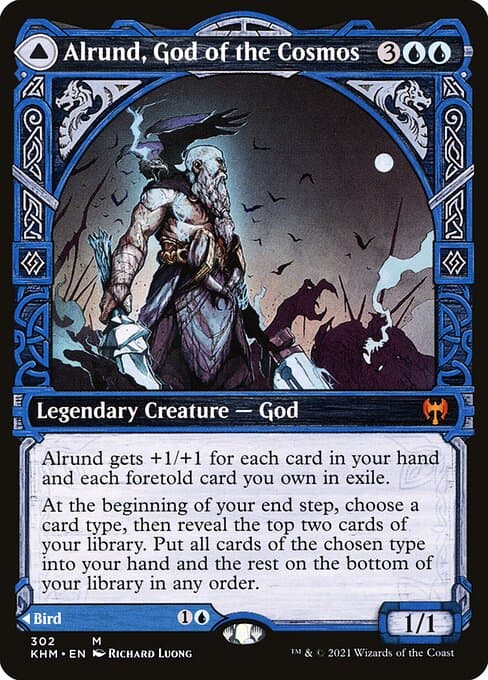 Alrund, God of the Cosmos & Hakka, Whispering Raven 2021 Magic: The Gathering Kaldheim Showcase