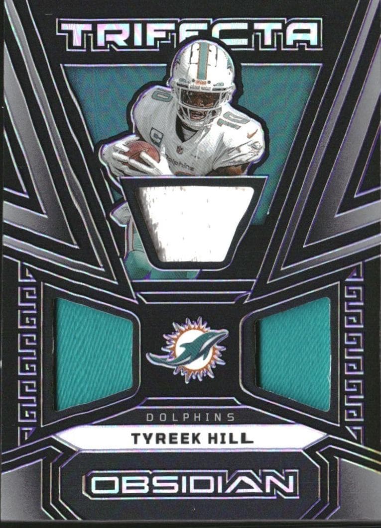 Tyreek Hill 2023 panini Obsidian Trifecta Swatches Football Electric Etch Purple