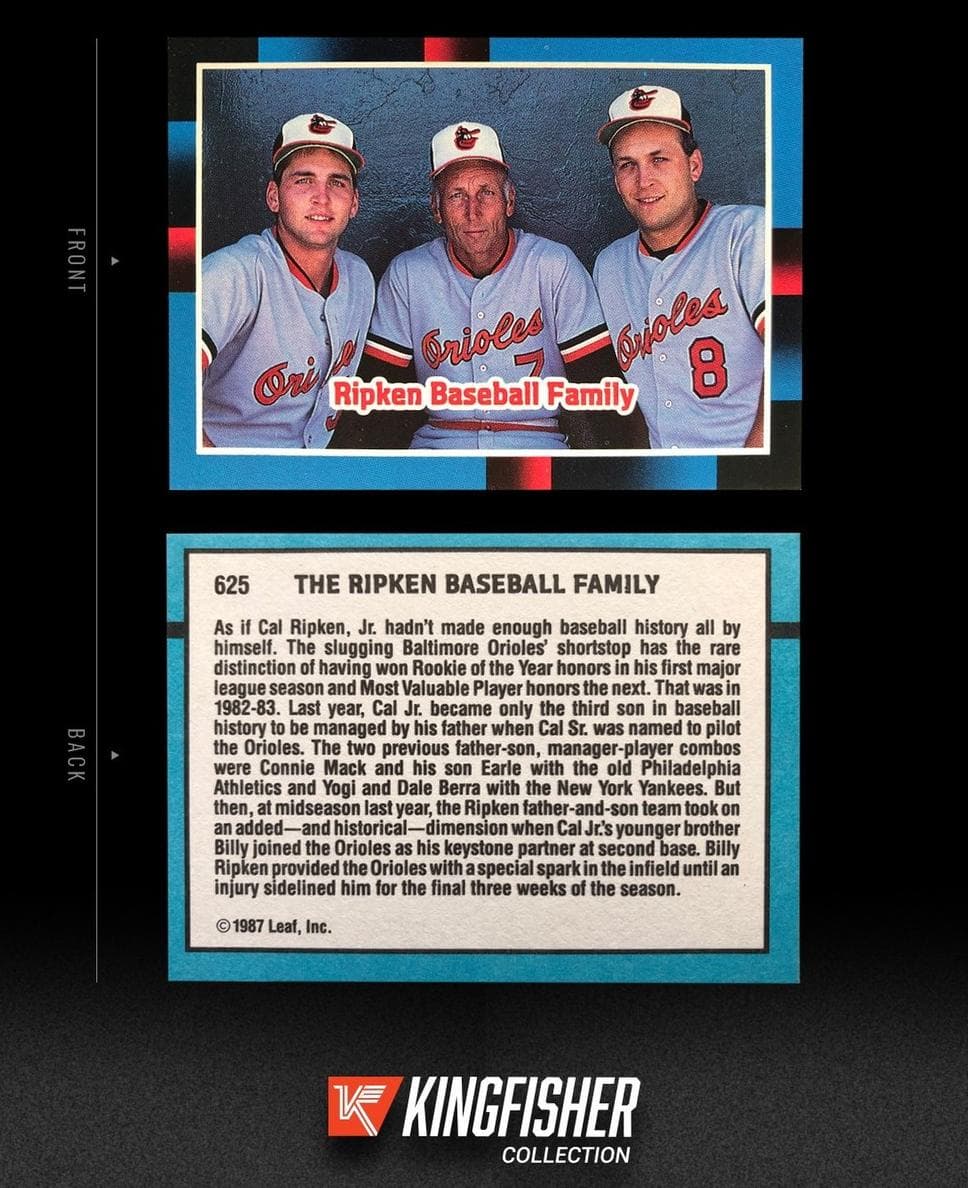 Ripken Baseball Family trading card