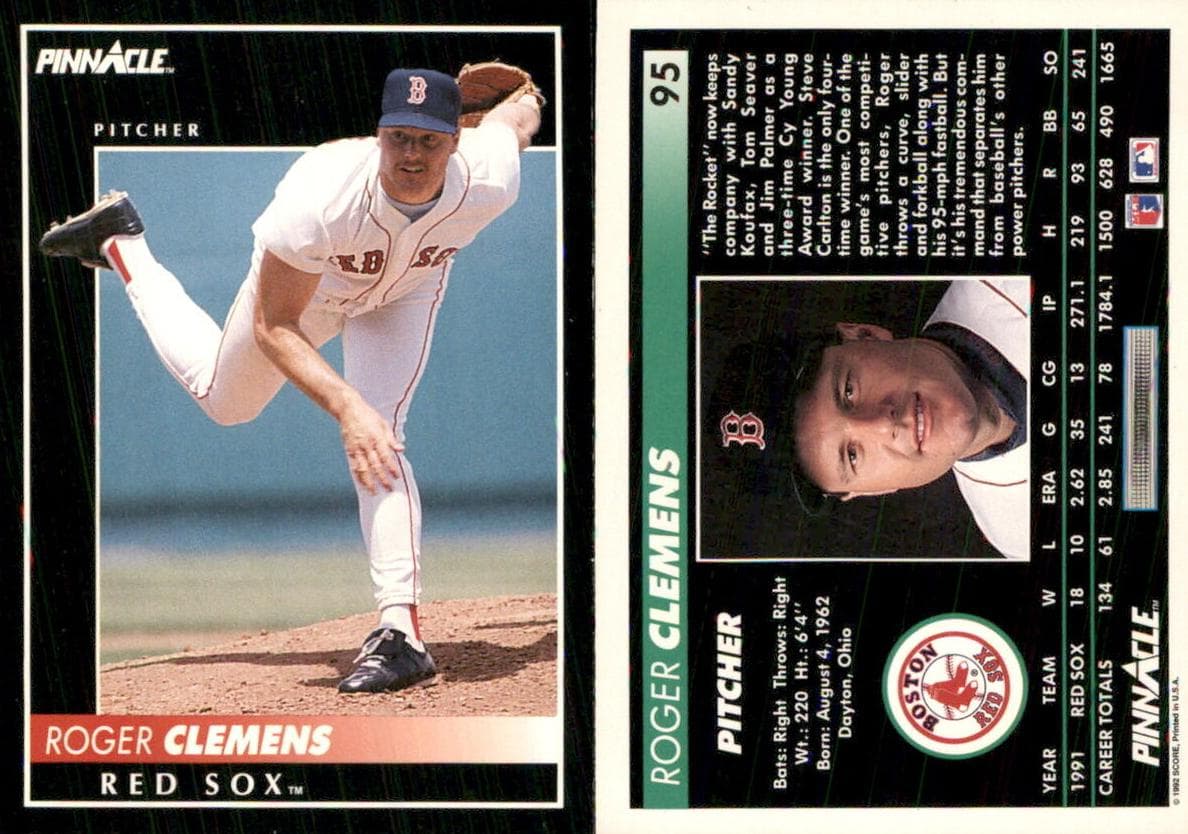 Roger Clemens 1992 unknown Pinnacle
